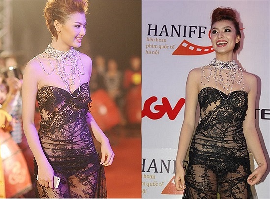 Tháng 11/2012 Chân dài trở thành tâm điểm chú ý của quan khách và giới truyền thông khi xuất hiện trên thảm đỏ của LHP Quốc tế Hà Nội lần 2 với bộ đầm mỏng manh, khoe trọn đường cong và cả nội y phản cảm.