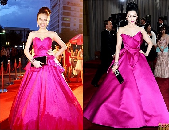 Và không ít lần cô copy nguyên xi từ phong cách đến trang phục của ngôi sao nổi tiếng Phạm Băng Băng.