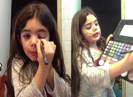  Mới 5 tuổi nhưng Danna Gomez rất thành thạo trong việc trang điểm