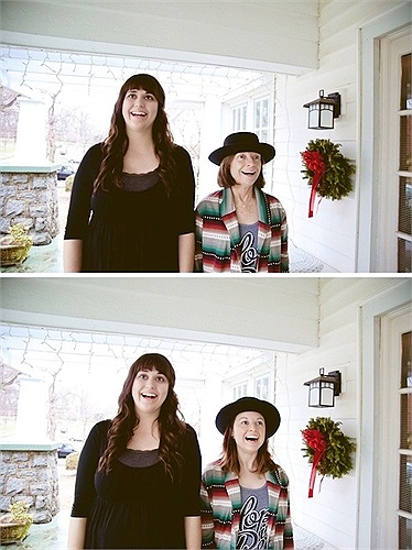 Tự nhiên khi chụp cùng một cô bạn 'khổng lồ'. 