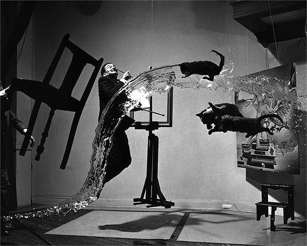 Bức ảnh “Dalí Atomicus” của Philippe Halsman chụp năm 1948 là một bước ngoặt của nghệ thuật nhiếp ảnh. Phải mất 6 giờ, 28 lần nhảy và một phòng đầy những trợ lý ném những con mèo giận dữ và những xô nước vào không khí để tạo nên kiệt tác siêu thư