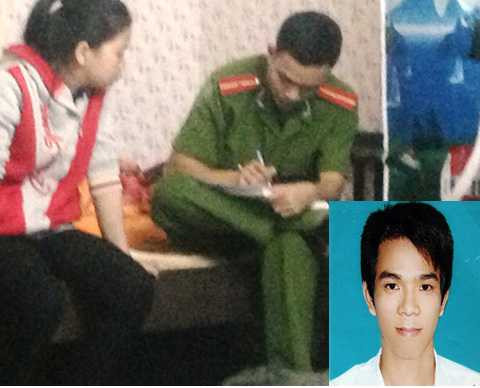 Nữ sinh bị khống chế kể lại với cảnh sát và chân dung tên cướp Hồ Văn Bình.