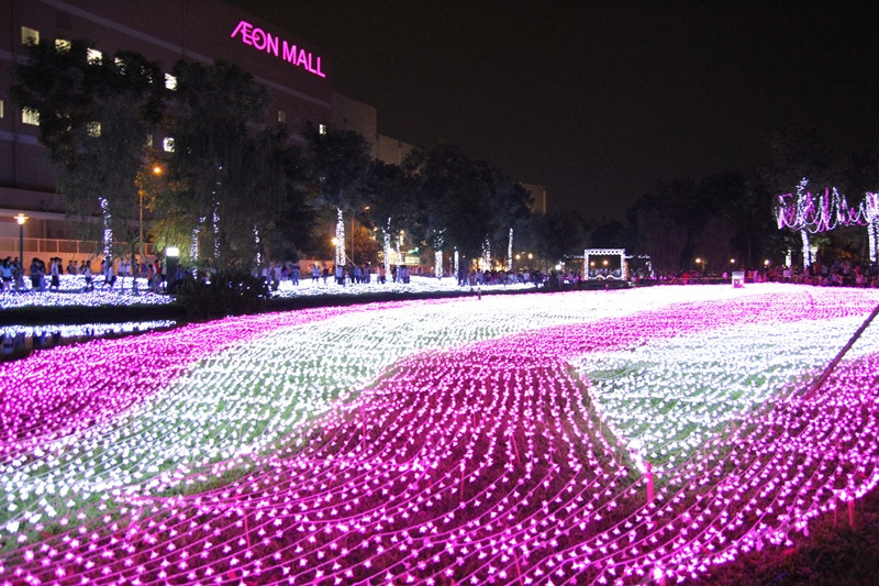 Công viên nhỏ bên đường Bờ Bao Tân Thắng được chiếu sáng lung linh bởi nửa triệu ánh đèn LED 