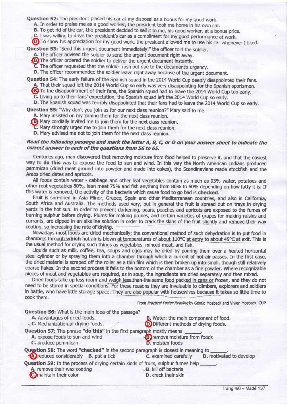 Đáp án tiếng anh