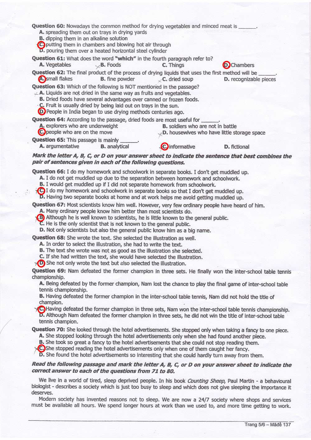 Đáp án tiếng anh