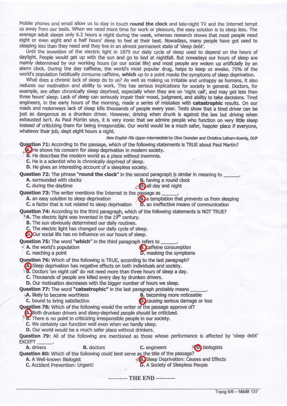 Đáp án tiếng anh