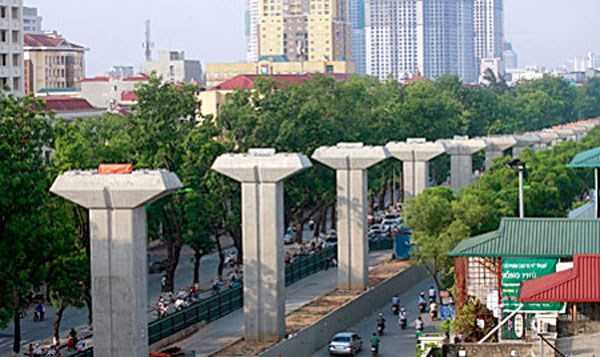 Tuyến đương sắt trên cao Cát Linh - Hà Đông đã bị chậm tiến độ một năm.