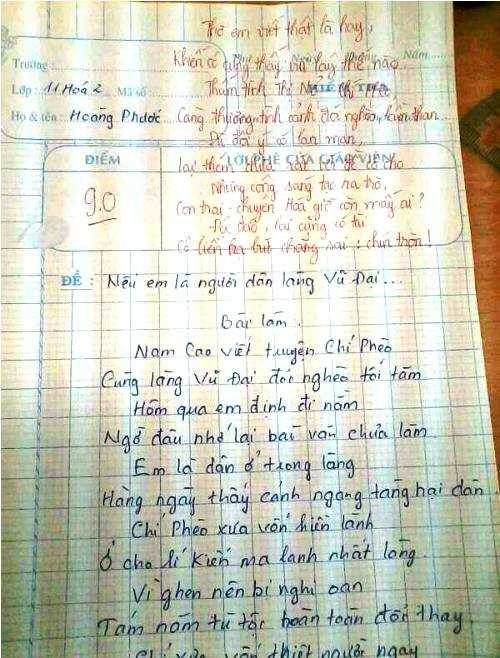 bài văn bằng thơ 9 bạn