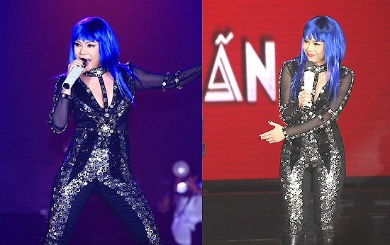 Diện bộ đồ bó sát, Thanh Thảo lộ thân hình kém thon thả.