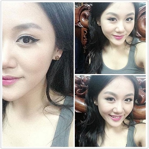 Gương mặt Văn Mai Hương cũng trông khác hẳn, thon gọn, cằm nhọn hơn. Cô khiến nhiều người nghi ngờ đã độn cằm. 