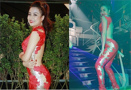 Không chỉ đi sự kiện, khi lên sân khấu, nữ ca sỹ cũng diện thiết kế hở lưng, khoe đường cong hút mắt.