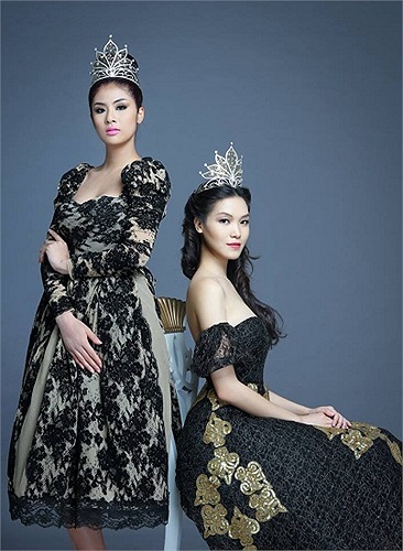 Hai hoa hậu Thùy Dung, Ngọc Hân kiêu sa khi chụp bộ ảnh khoác lên mình chiếc vương miện.