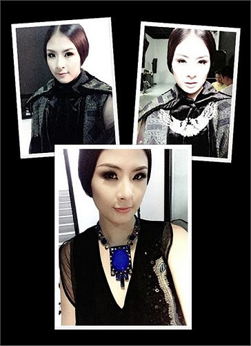 Ngọc Hân trang điểm trước khi chụp ảnh.