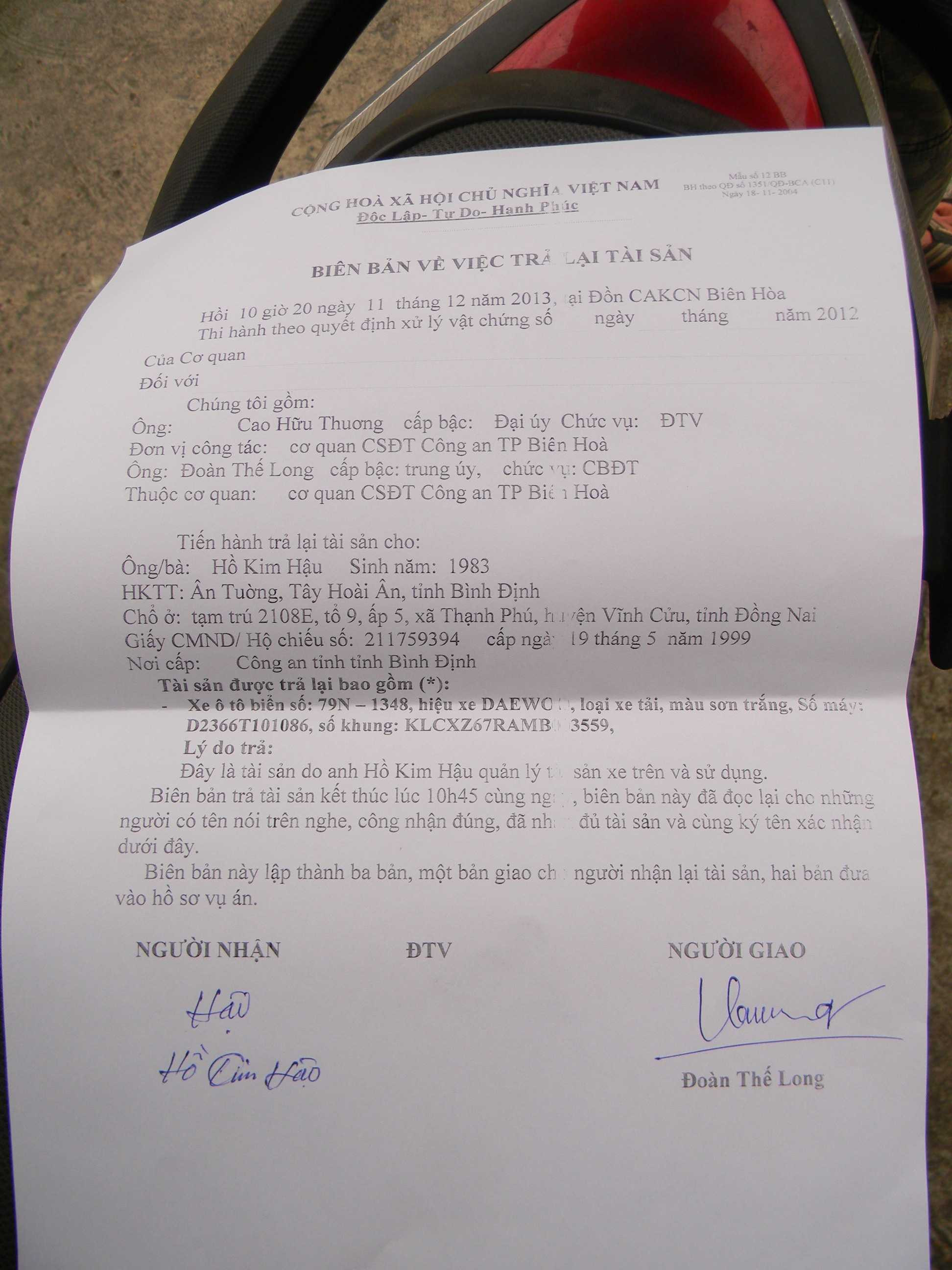 Đồng Nai, hôi của, bia, tài xế, công an, Hồ Kim Hậu