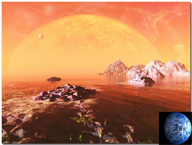 Mưa thủy tinh: Hành tinh xanh HD189733b rất giống Trái Đất cách 63 năm ánh sáng nhưng nhiệt độ luôn ở mức 1000 độ C và thường xuyên xảy ra những trận mưa thủy tinh. màu xanh ở đây là do các đám mây cao, dày đặc phân tử silicac. 