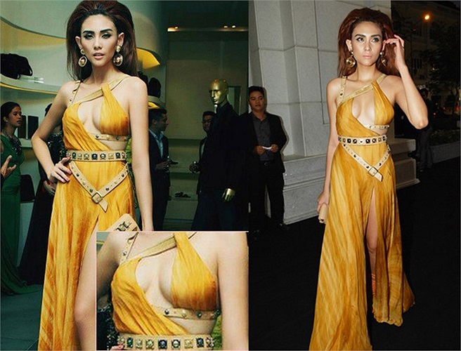 Bộ cánh hàng hiệu sang trọng không phù hợp với cách trang điểm cũng như vóc dáng của Võ Hoàng Yến.