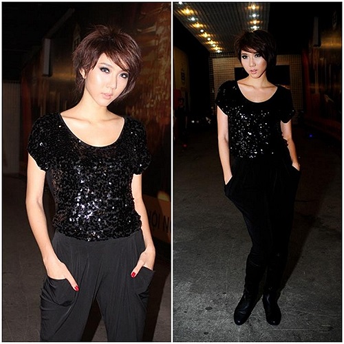 Ngọc Quyên cá tính với mái tóc hiện đại.