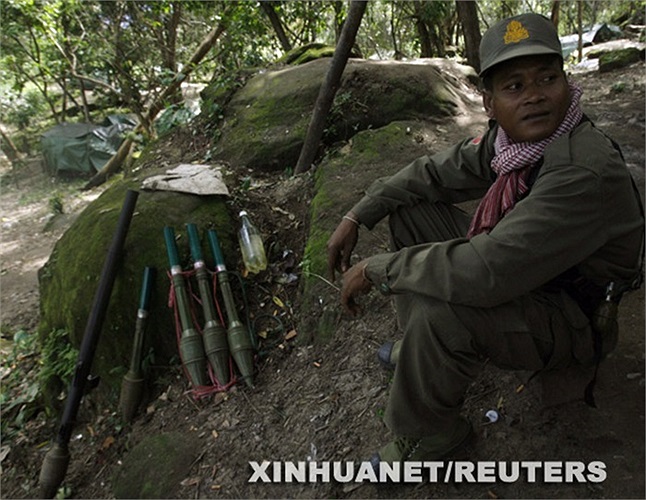 Binh sỹ Campuchia ở khu vực biên giới gần đền Preah Vihear ngày 15/8/2008