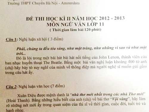 Những đề văn dậy sóng dân mạng năm 2013