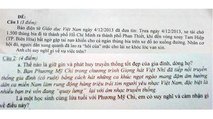 Những đề văn dậy sóng dân mạng năm 2013