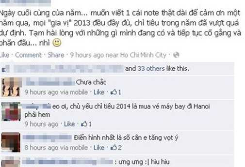 Một bạn có nickname T.C chia sẻ trên trang cá nhân về một năm 2013 “lạm chi” của mình.