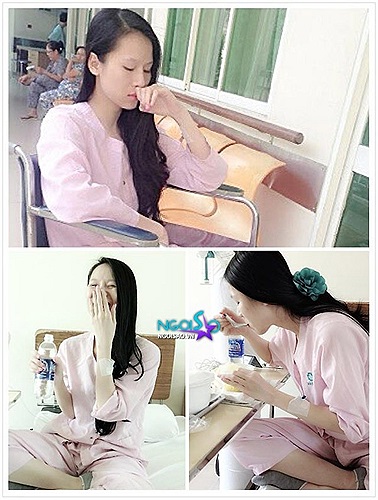Tương tự người mẫu Thái Hà phải cấp cứu nhưng vẫn khoe ảnh cười xinh trên trang cá nhân. 