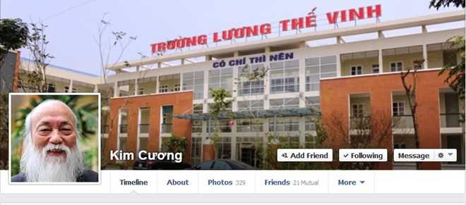 Trang mạng xã hội của PGS Văn Như Cương - hiệu trưởng trường THPT dân lập Lương Thế Vinh - nhận được sự quan tâm của rất nhiều người.