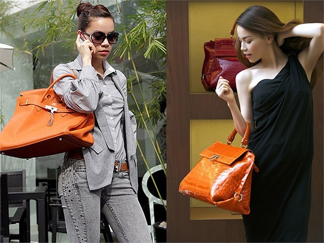 Hồ Ngọc Hà còn sở hữu bộ sưu tập túi của những thương hiệu hàng đầu như Hermes, Gucci, Chanel, Louis Vuitton, Salvatore... và cả tủ giày từ hàng hiệu tới bình dân.