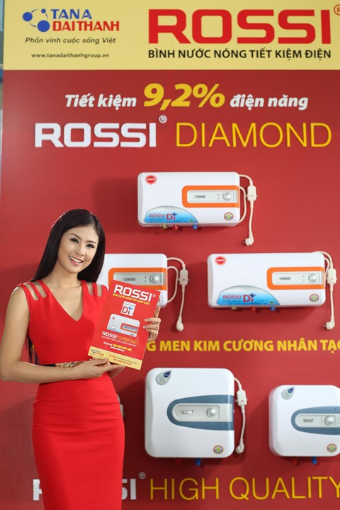Hoa hậu Ngọc Hân – đại sứ thương hiệu Bình nước nóng Rossi.