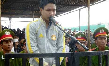 Chân dung Lê Văn Vui tại phiên tòa sơ thẩm.