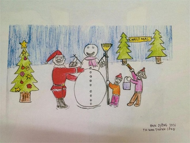 Bức tranh của học sinh Đan Dương vẽ năm 2006. Đan Dương cũng chính là con trai của cô giáo Đặng Nguyệt Anh, hiện em đang học trường THPT Ams. Cô Nguyệt Anh luôn lưu giữ lại những bức vẽ của con, của học trò như kho báu. 