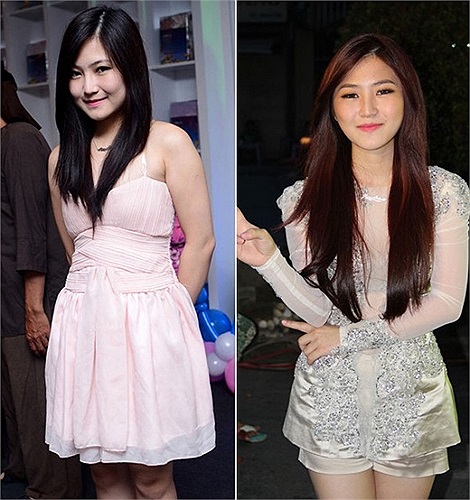 Cũng trong đầu năm nay, quán quân 'Giọng hát Việt' Hương Tràm vướng tin đồn kéo dài chiếc cằm để giúp gương mặt bầu bĩnh được thon gọn hơn.