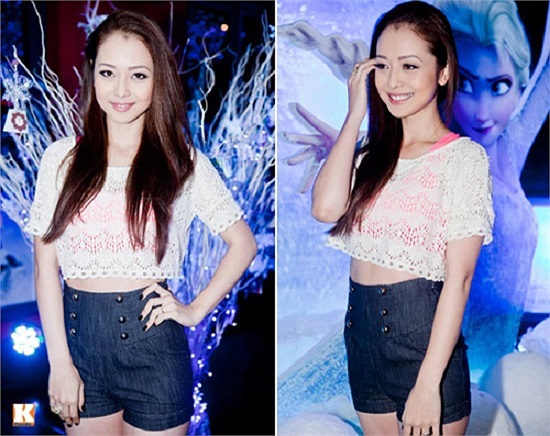 Khoe được vòng eo thon gọn, song Jennifer Phạm lại mặc một trang phục cũ rích và không phù hợp.