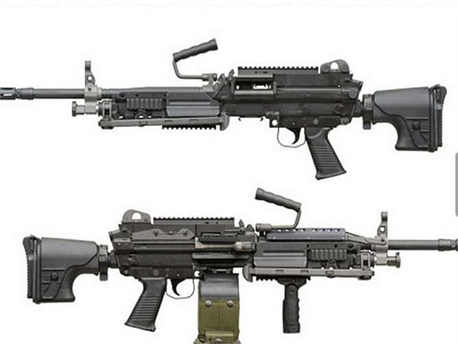 Ốp lót tay và giá 2 chân tiện nghi hơn và khay lắp phụ kiện Picatinny MIL-STD 1913. Giá 2 chân có thể chỉnh độ cao (3 nấc), khi gập sẽ gập về phía sau nhập vào phần ốp lót tay một cách hợp lý, không gây vướng víu.