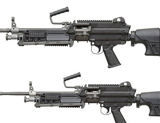 Khay tiếp đạn được cải tiến với chốt giữ dây đạn giúp giữ dây đạn vào đúng vị trí trong quá trình nạp đạn, điều nay rất hữu ích khi người lính đang trong tư thế đứng, hay nói cách khác là có thể dễ dàng nạp đạn bằng một tay.