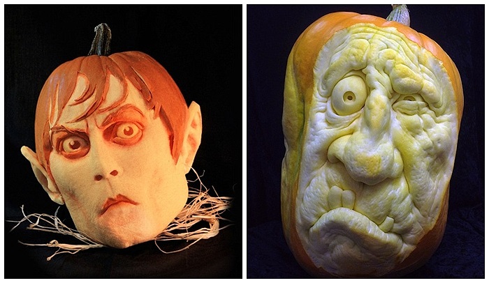 Những khuôn mặt đầy biểu cảm từ những trái bí ngô khiến nhiều người phải thán phục vì sự tỉ mỉ và khả năng điêu khắc tinh tế.