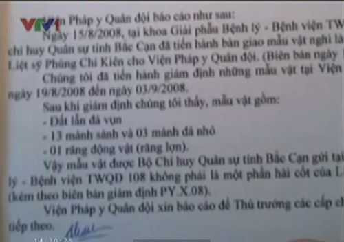Kết quả giám định của Viện Pháp y Quân đội