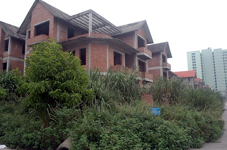 Cỏ dại, rác thải thi nhau tấn công những căn biệt thự tiền tỉ. 