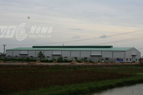 Một nhà máy giầy da trên địa bàn xã Bắc Hưng (Tiên Lãng) mới xây dựng xong nhưng vẫn không được chằng chống- Ảnh Minh Khang 