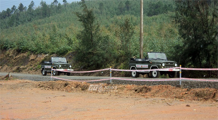 Đoàn xe tiêu binh tổ chức diễn tập sáng nay. Đoàn xe chạy từ sân bay Đồng Hới tới thẳng khu vực an táng.