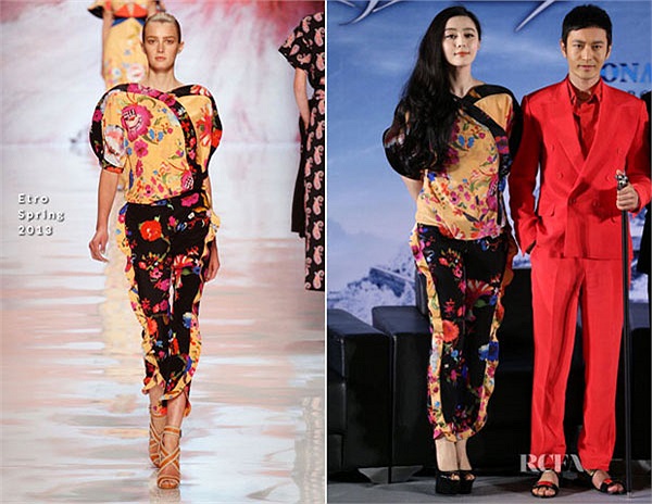 Phạm Băng Băng diện bộ trang phục Etro trong buổi họp báo White Haired Witch. Được biết giá của chiếc váy mang họa tiết in hoa này có giá gần 100 triệu đồng. 