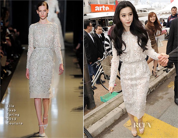Nữ diễn viên diện váy hiệu Elie Saab khi tới dự LHP Cannes.
