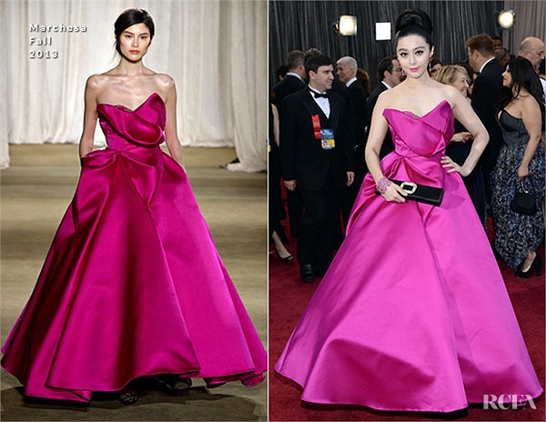 Nổi bật với váy hồng bồng bềnh hiệu Marchesa.