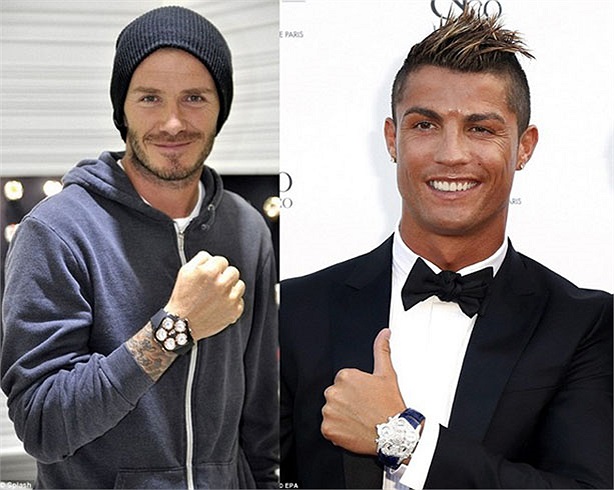 Ronaldo còn qua mặt đàn anh Beckham về độ chơi khi mua chiếc Jacob & Co - 5 múi giờ với bản kim cương. Chiếc đồng hồ này có giá khoảng 700 triệu đồng