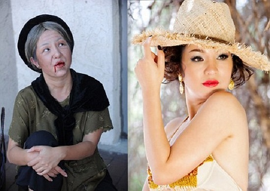 Trái ngược với vẻ già nua, khắc khổ trong những vai diễn, một Thúy Nga với sắc thái tươi trẻ làm người xem bất ngờ.