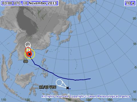 Vùng áp thấp mới hình thành có khả năng phát triển thành bão. Nguồn: Cơ quan Khí tượng Nhật Bản.