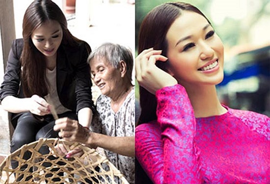 Khánh My với phong cách trang điểm đẹp: nhấn đôi mắt và đánh môi hồng nhẹ nhàng. Nhưng cách trang điểm tỉ mẩn này không phải trong hoàn cảnh nào cũng phù hợp.