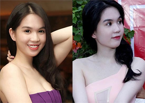 Ngọc Trinh với cách trang điểm tiết kiệm má hồng tối đa làm cho gương mặt cô trở nên trắng bệch, trắng một cách khác thường