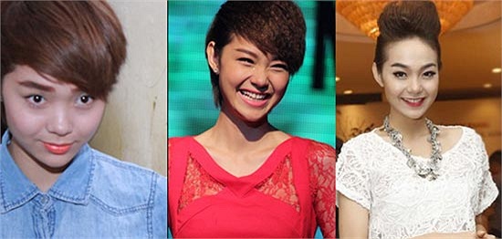 Minh Hằng với cách trang điểm quen thuộc là kẻ lông mày rất đậm và cứng dù trong bất cứ trường hợp nào.