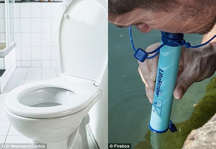 Dụng cụ thần kỳ cho phép bạn uống bất cứ nguồn nước ô nhiễm nào, kể cả trong toilet là chiếc ống hút mang tên Lifetraw dài 22 cm.